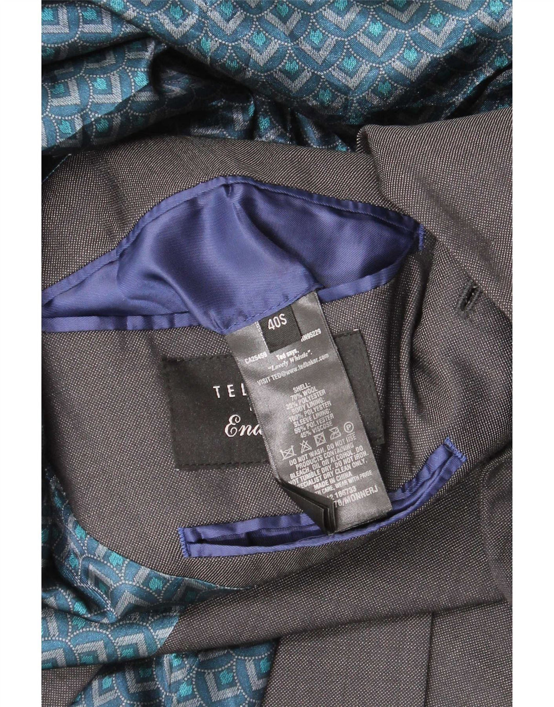 Ted Baker Mens Short 2 Button Blazer Jacket UK 40 Large Grey Wool
