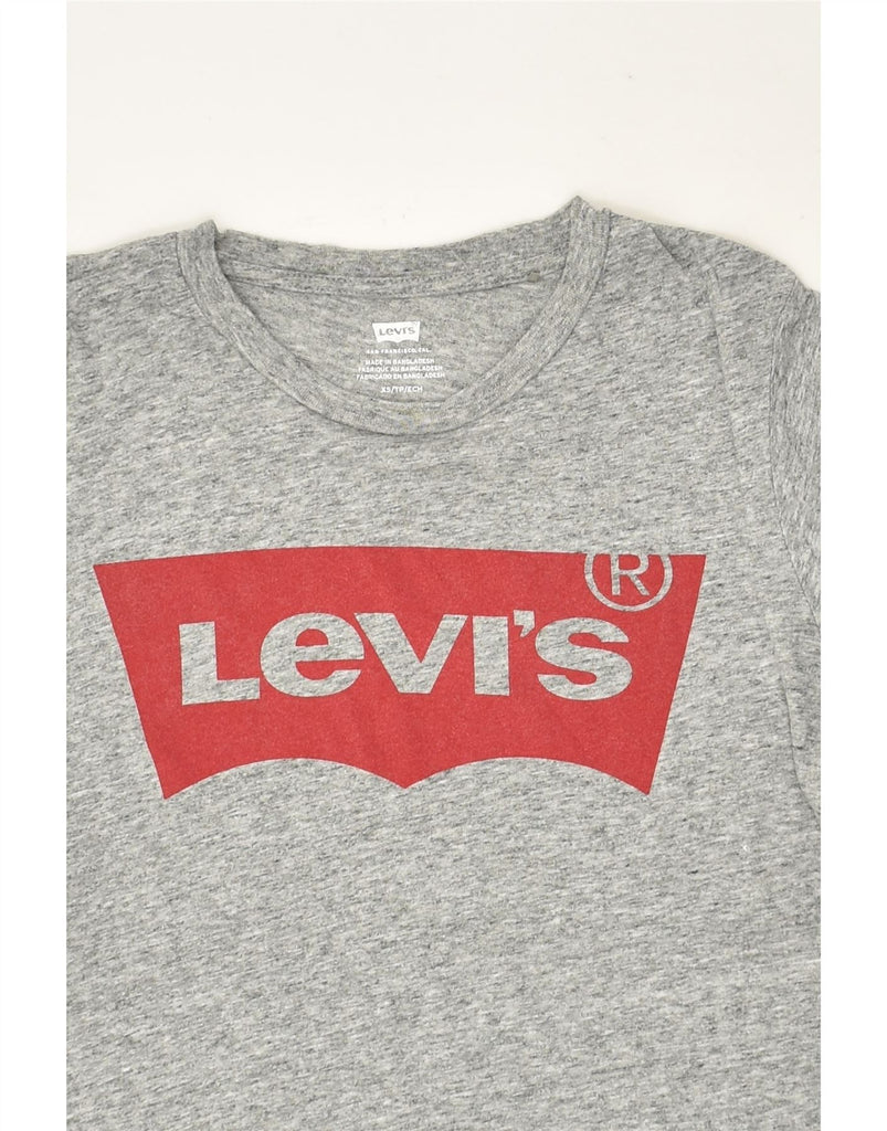 LEVI'S Womens Graphic T-Shirt Top UK 6 XS Grey | Vintage Levi's | Thrift | Second-Hand Levi's | Used Clothing | Messina Hembry 