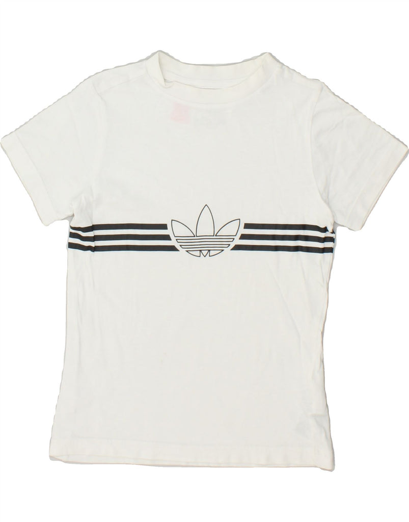 ADIDAS Boys Graphic T-Shirt Top 7-8 Years Large White Cotton | Vintage Adidas | Thrift | Second-Hand Adidas | Used Clothing | Messina Hembry 
