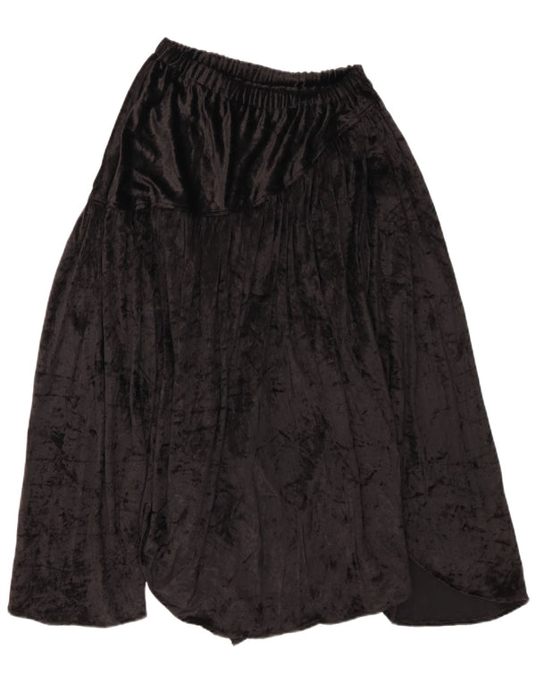 Vintage Womens Velour Asymmetrical Skirt W32 Large  Black Animal Print