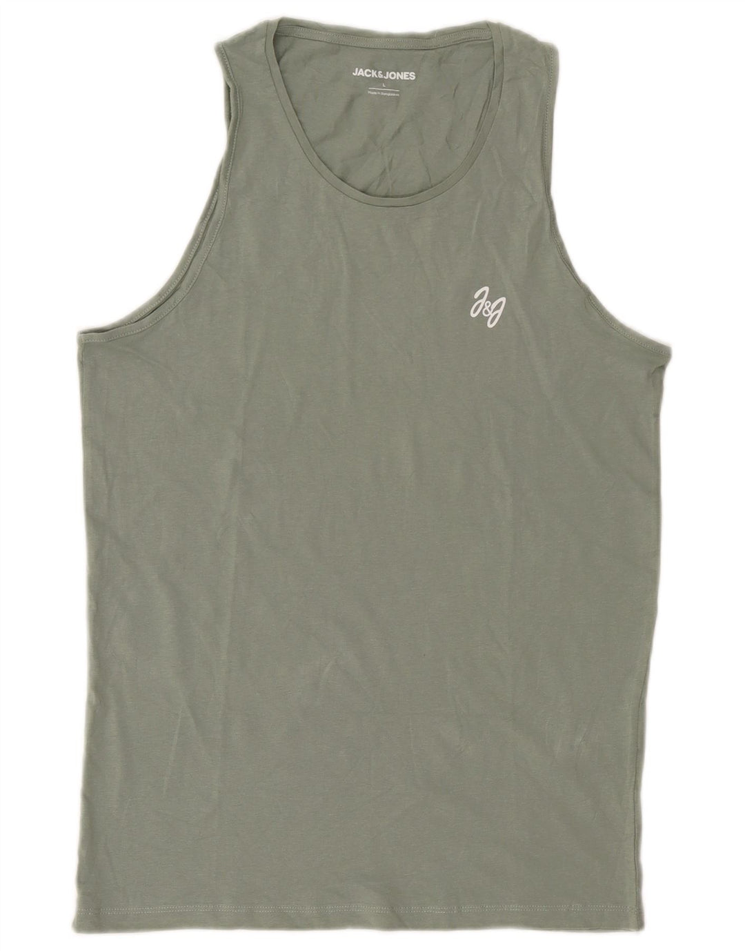 Jack & Jones Mens Vest Top Large Khaki Cotton