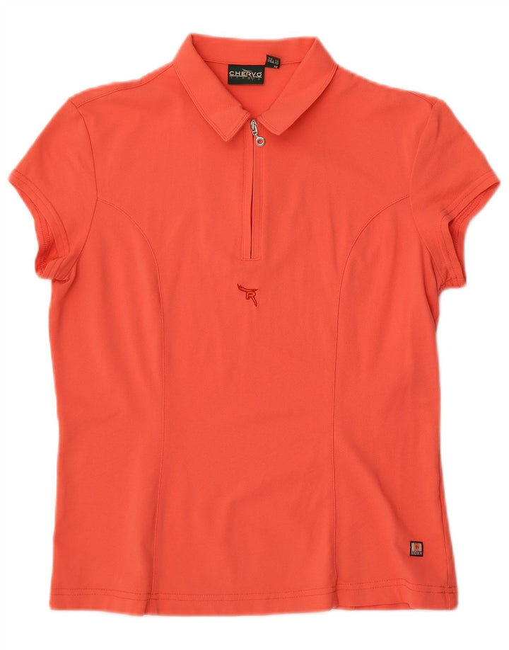Chervo Womens Polo Shirt UK 12 Medium  Orange