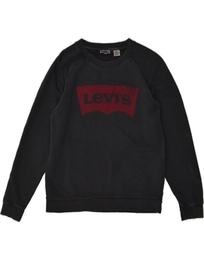 LEVI'S Mens Graphic Sweatshirt Jumper Small Navy Blue Cotton | Vintage Levi's | Thrift | Second-Hand Levi's | Used Clothing | Messina Hembry 