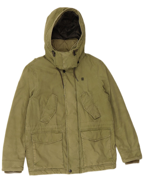 G-STAR Mens Hooded Utility Jacket UK 36 Small Khaki Cotton