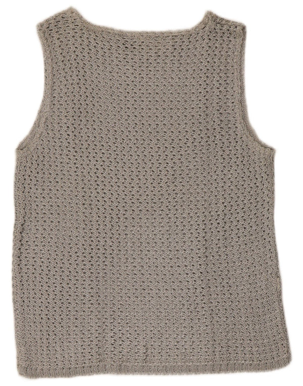 Vintage Womens See Through Knit Crop Top IT 48 XL Silver Flecked Acetate