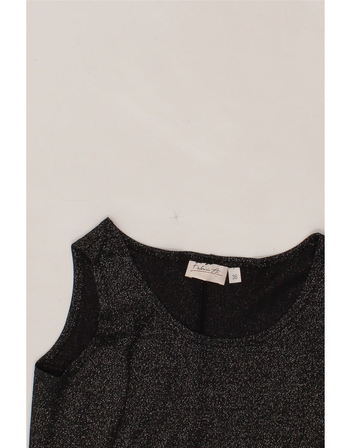 VINTAGE Womens Crop Sleeveless Blouse Top EU 36 Small Black Lurex Vintage Vintage and Second-Hand Vintage from Messina Hembry 