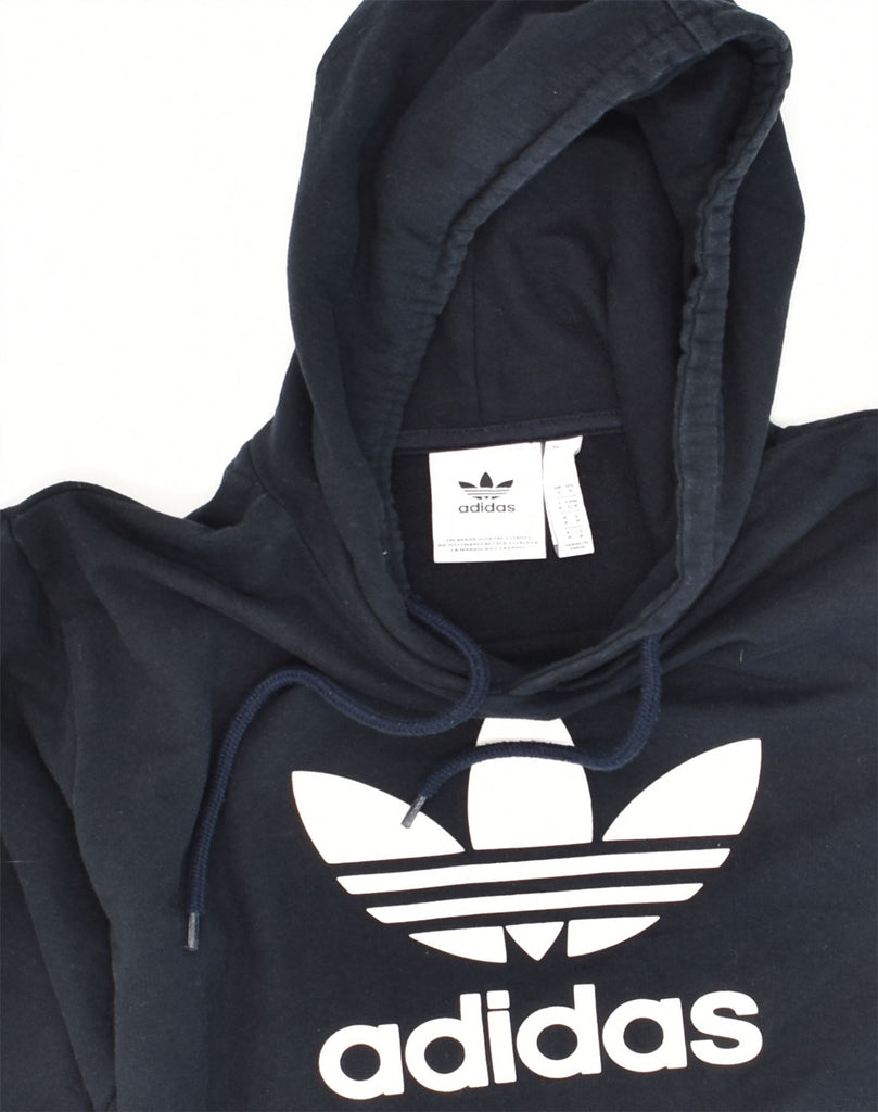 ADIDAS Mens Graphic Hoodie Jumper Small Navy Blue Cotton | Vintage Adidas | Thrift | Second-Hand Adidas | Used Clothing | Messina Hembry 