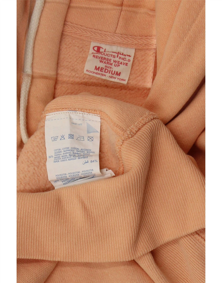 CHAMPION Mens Hoodie Jumper Medium Orange Cotton
