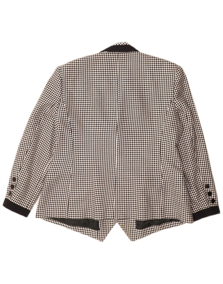 Hardob Womens Double Breasted Blazer Jacket UK 20 2XL Black Houndstooth