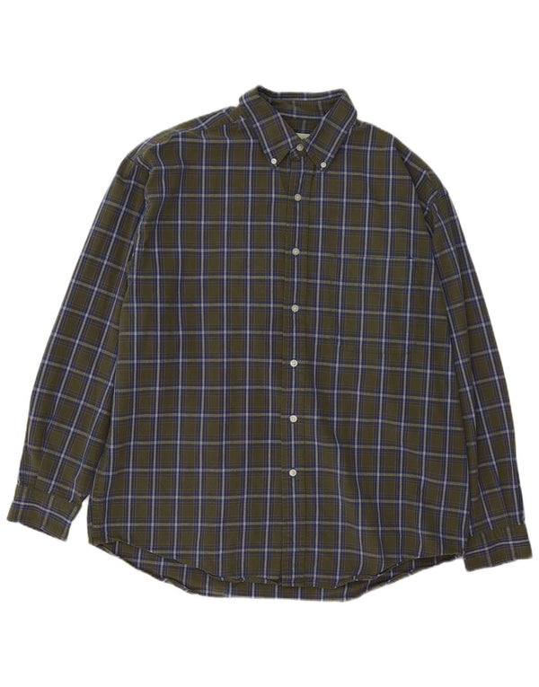 Eddie Bauer Mens Regular Fit Flannel Shirt Large Khaki Check Cotton