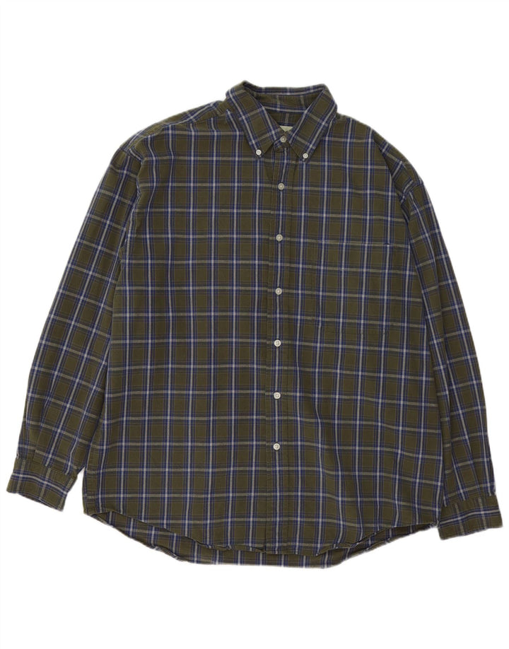 Eddie Bauer Mens Regular Fit Flannel Shirt Large Khaki Check Cotton