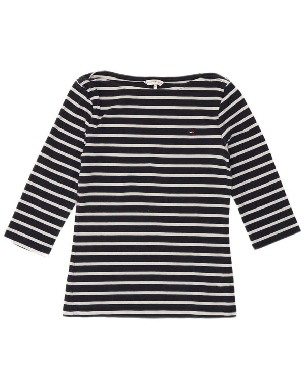 Tommy Hilfiger Womens Top 3/4 Sleeve UK 6 XS Navy Blue Striped