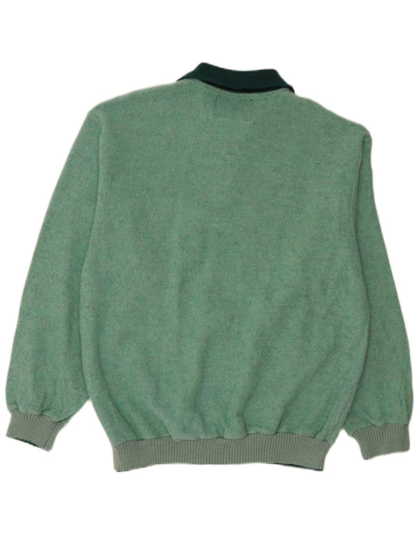 DIADORA Mens Polo Neck Jumper Sweater Large Green Wool