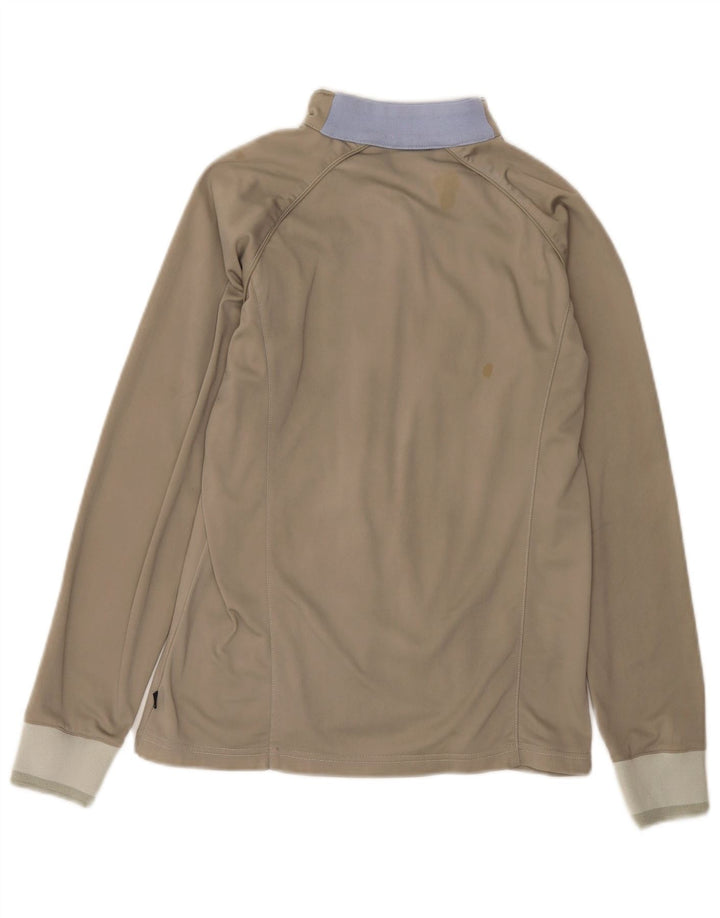 Asics Womens Tracksuit Top Jacket UK 14 Medium Khaki Polyamide