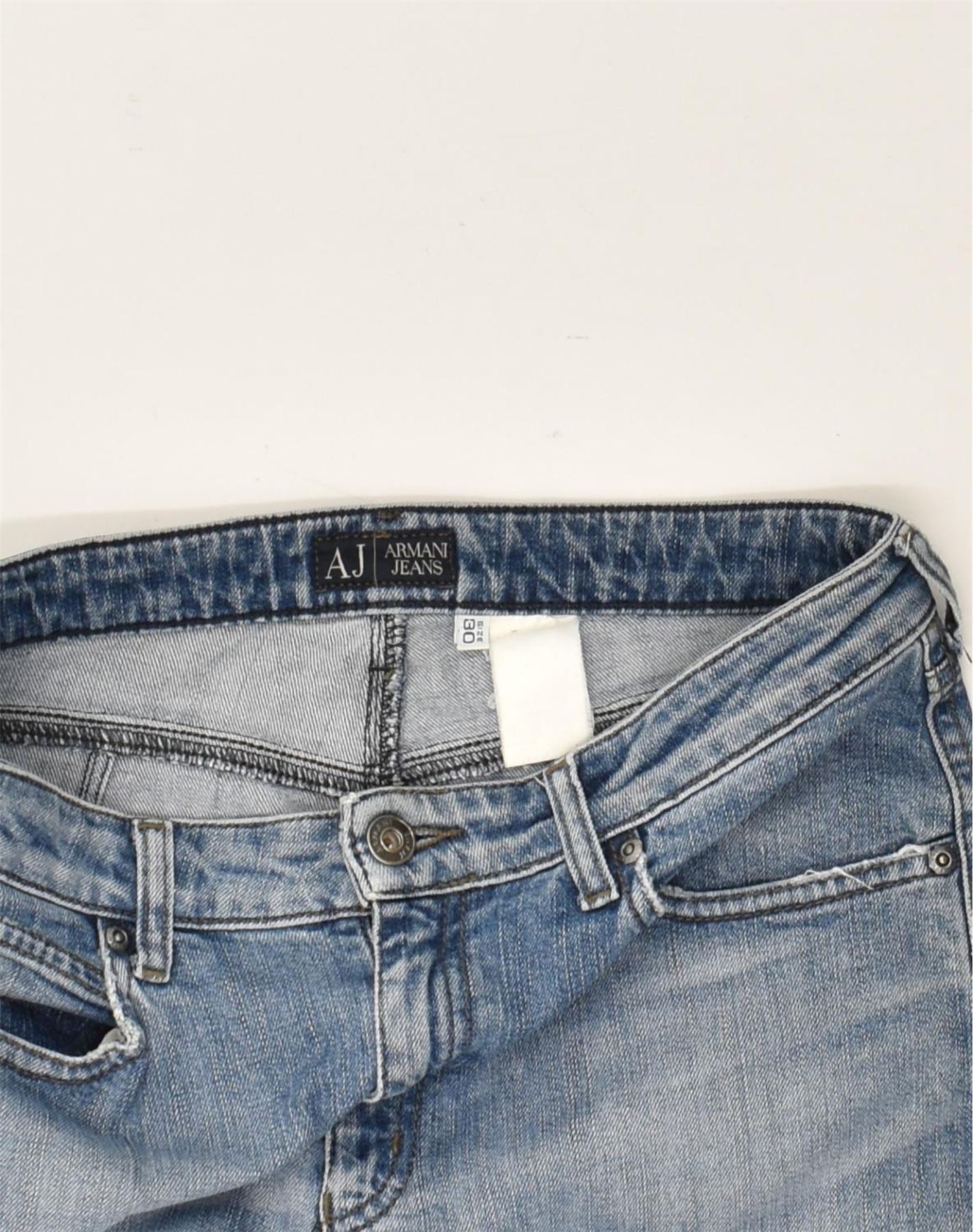 ARMANI Womens Straight Jeans W30 L26 Blue Cotton Vintage