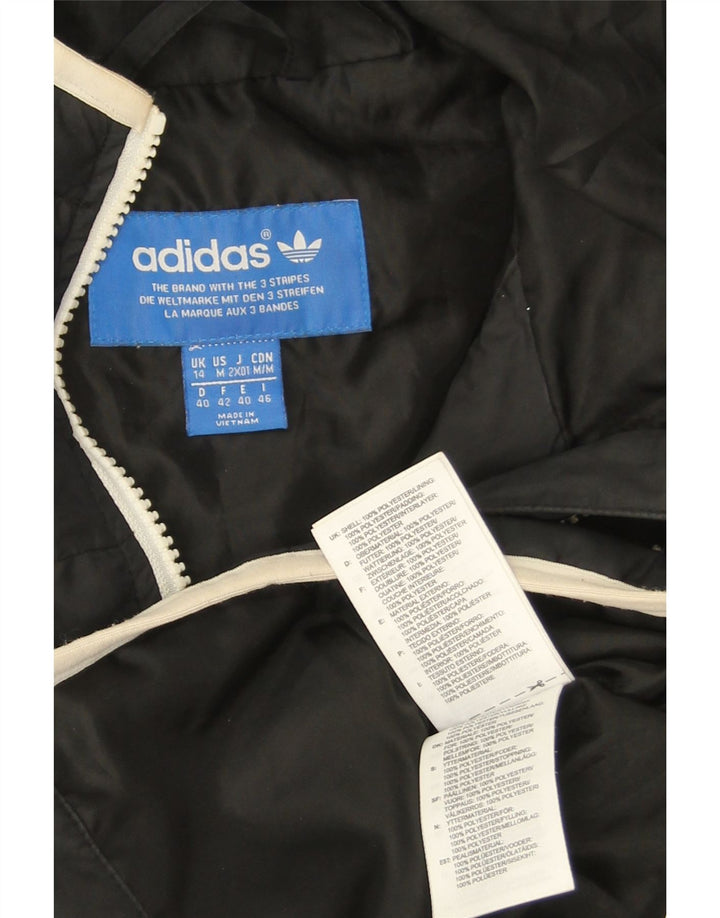 Adidas Womens Hooded Padded Jacket UK 14 Medium Black Polyester