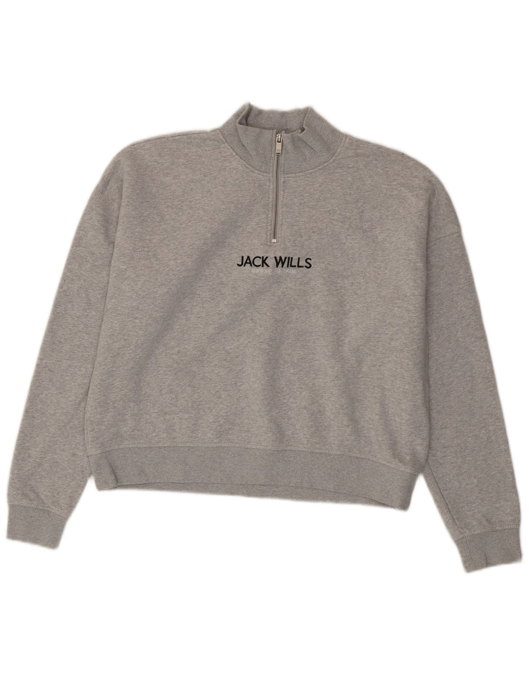 Jack Wills Womens Oversized Graphic Sweatshirt Jumper UK 12 Medium Grey