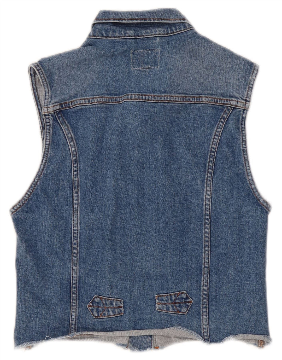 PEPE Jeans Womens Crop Denim Gilet UK 12 Medium Blue Cotton