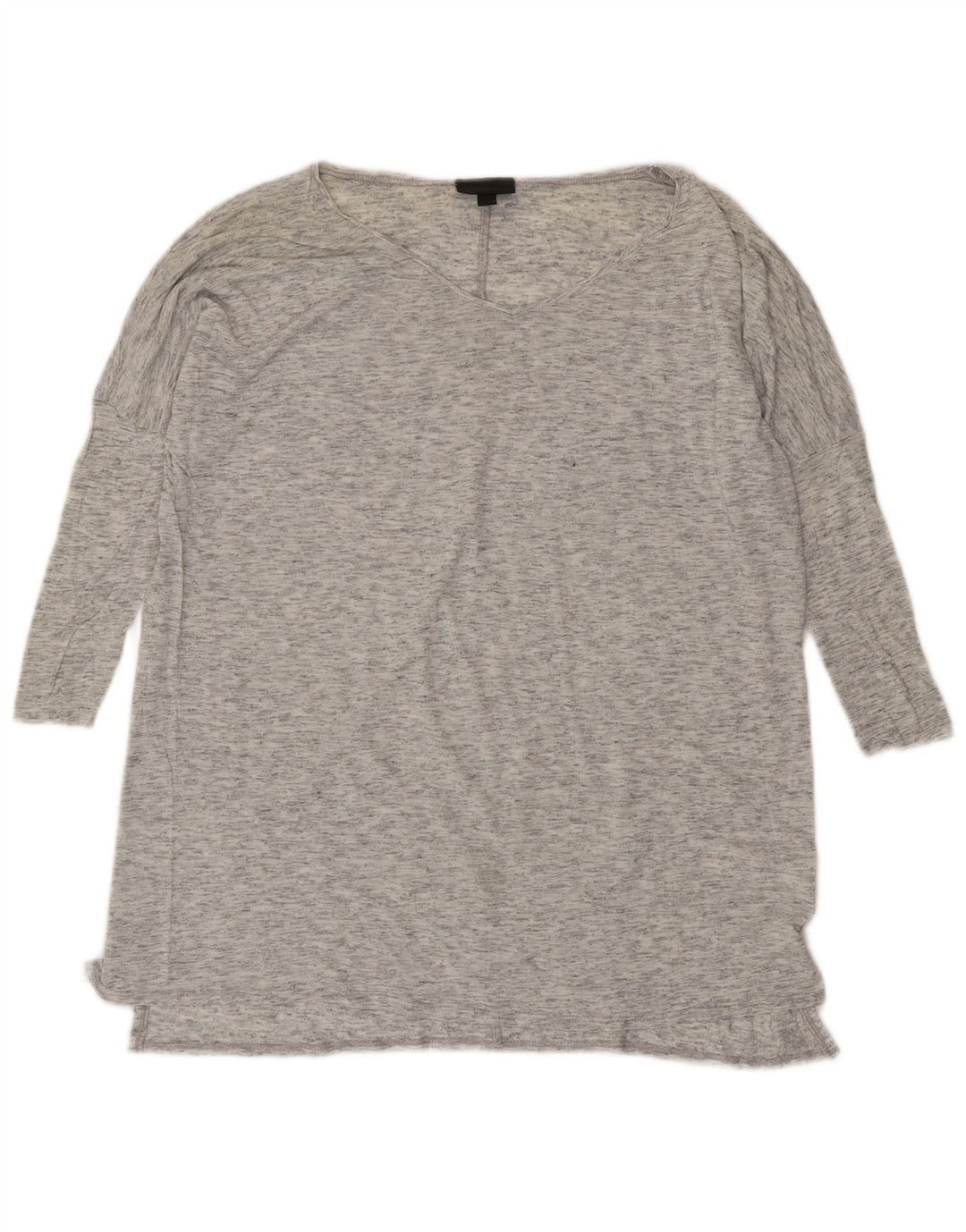 Topshop Womens Oversized Top 3/4 Sleeve UK 8 Small Grey Flecked Viscose