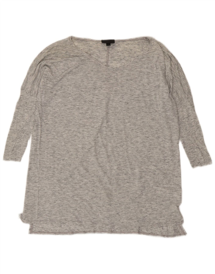 Topshop Womens Oversized Top 3/4 Sleeve UK 8 Small Grey Flecked Viscose
