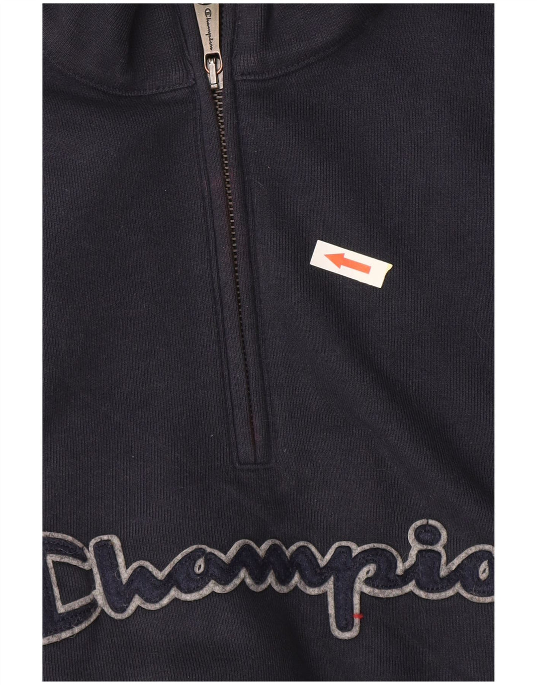 Champion Mens Graphic Zip Neck Sweatshirt Jumper Large Navy Blue Cotton