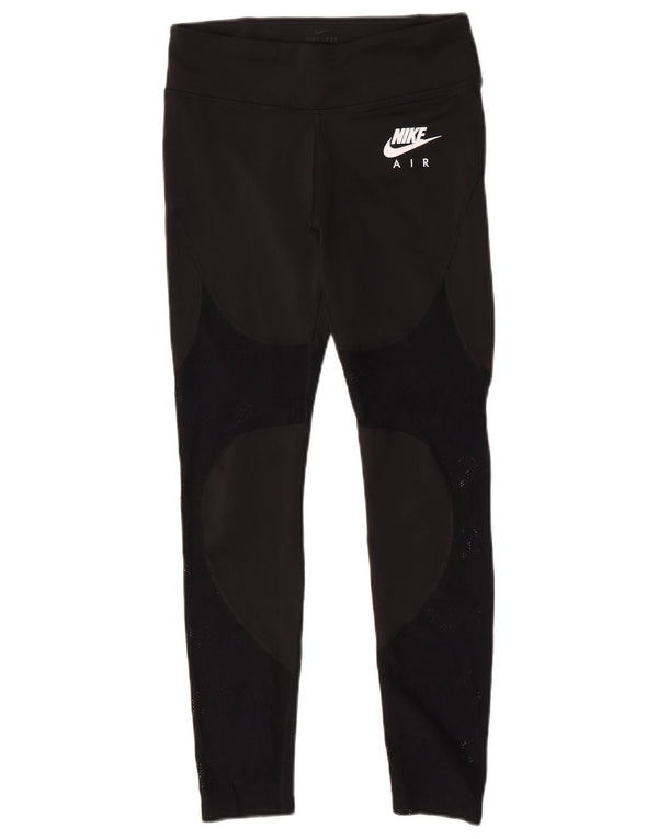 Nike Womens Dri Fit Graphic Leggings UK 12 Medium Black Polyester