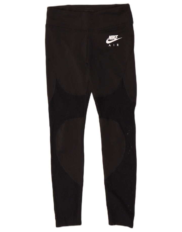 Nike Womens Dri Fit Graphic Leggings UK 12 Medium Black Polyester