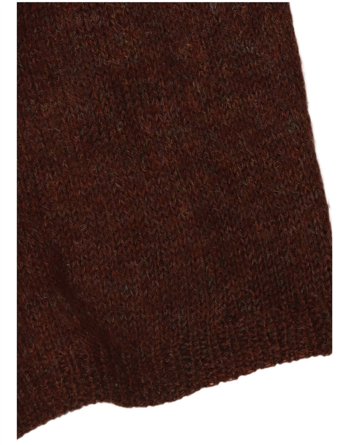 Vintage Womens V-Neck Jumper Sweater UK 14 Medium Brown Flecked