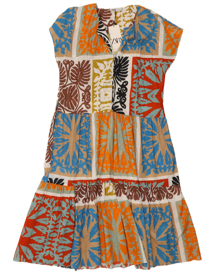 Zara Womens Maxi Dress UK 18 XL Multicoloured Patchwork Cotton