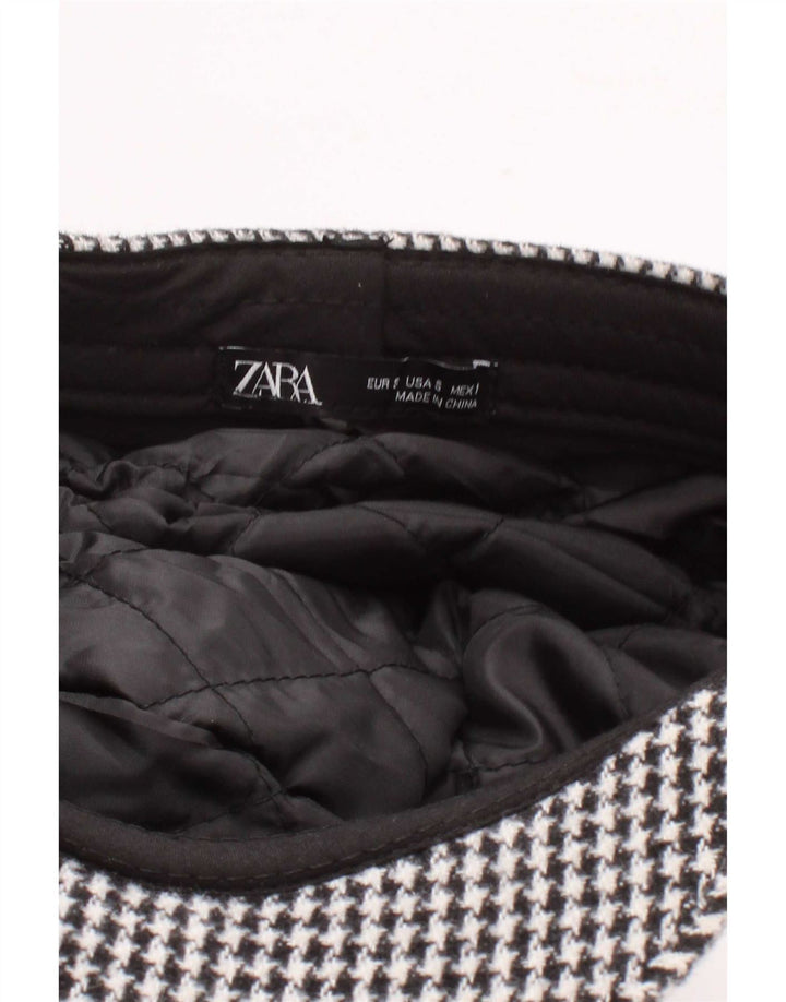Zara Womens Newsboy Cap Small Black Houndstooth
