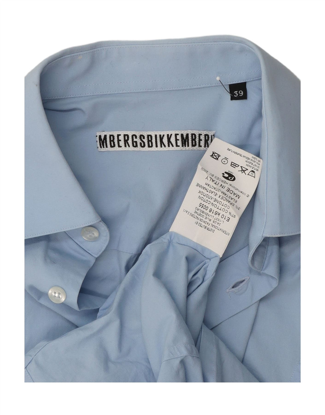 BIKKEMBERGS Mens Formal Shirt Size 39 Medium Blue Cotton