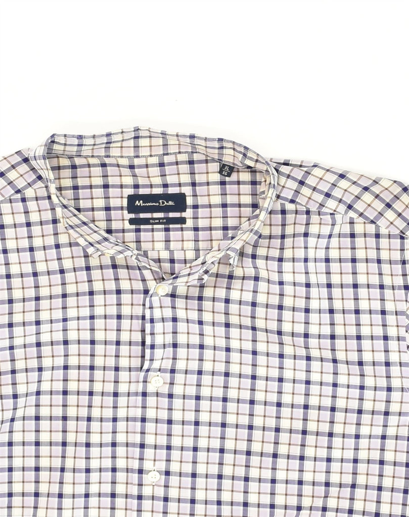 MASSIMO DUTTI Mens Slim Fit Shirt XL Blue Check Cotton | Vintage Massimo Dutti | Thrift | Second-Hand Massimo Dutti | Used Clothing | Messina Hembry 