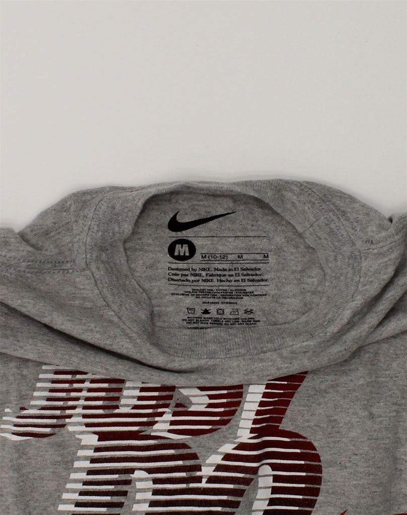 NIKE Boys Graphic Top Long Sleeve 10-11 Years Medium Grey Cotton | Vintage Nike | Thrift | Second-Hand Nike | Used Clothing | Messina Hembry 