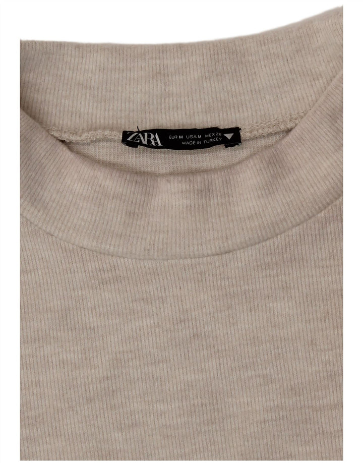 Zara Womens T-Shirt Top UK 14 Medium Beige Flecked