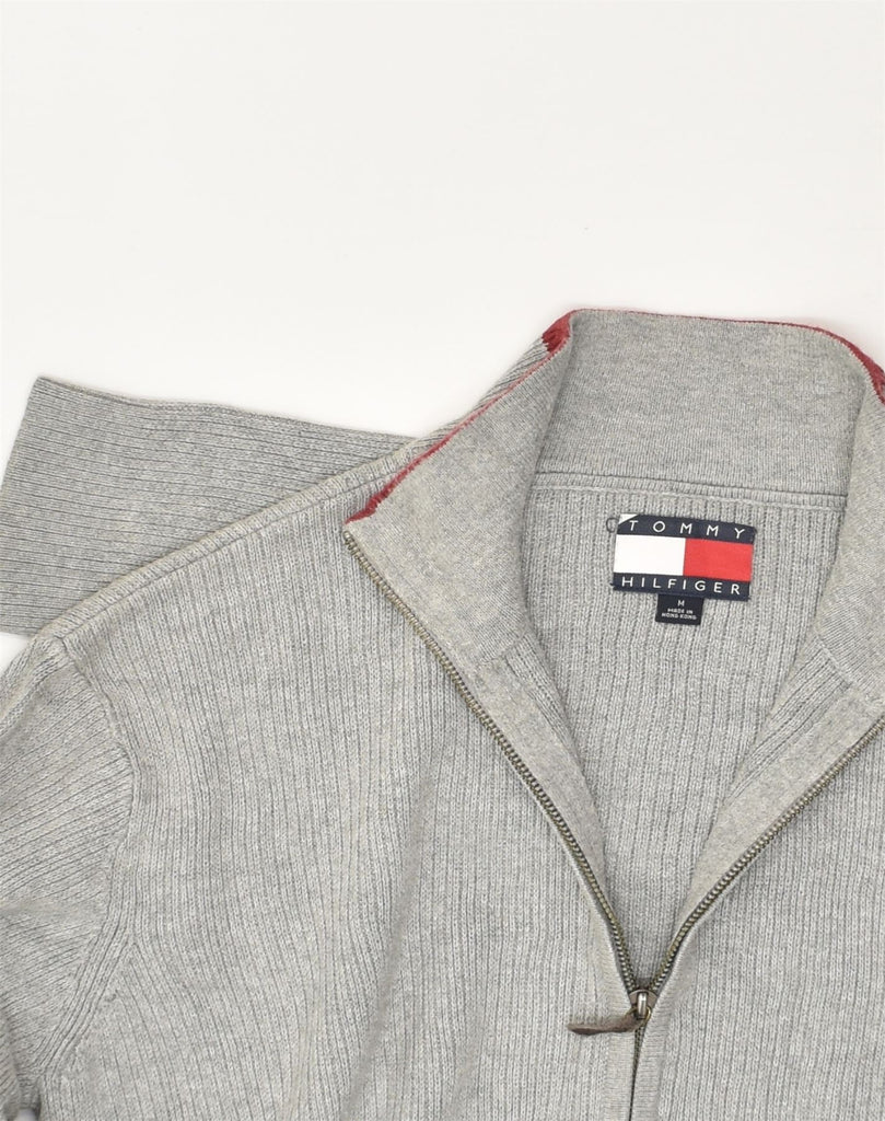 TOMMY HILFIGER Mens Cardigan Sweater Medium Grey Cotton | Vintage Tommy Hilfiger | Thrift | Second-Hand Tommy Hilfiger | Used Clothing | Messina Hembry 