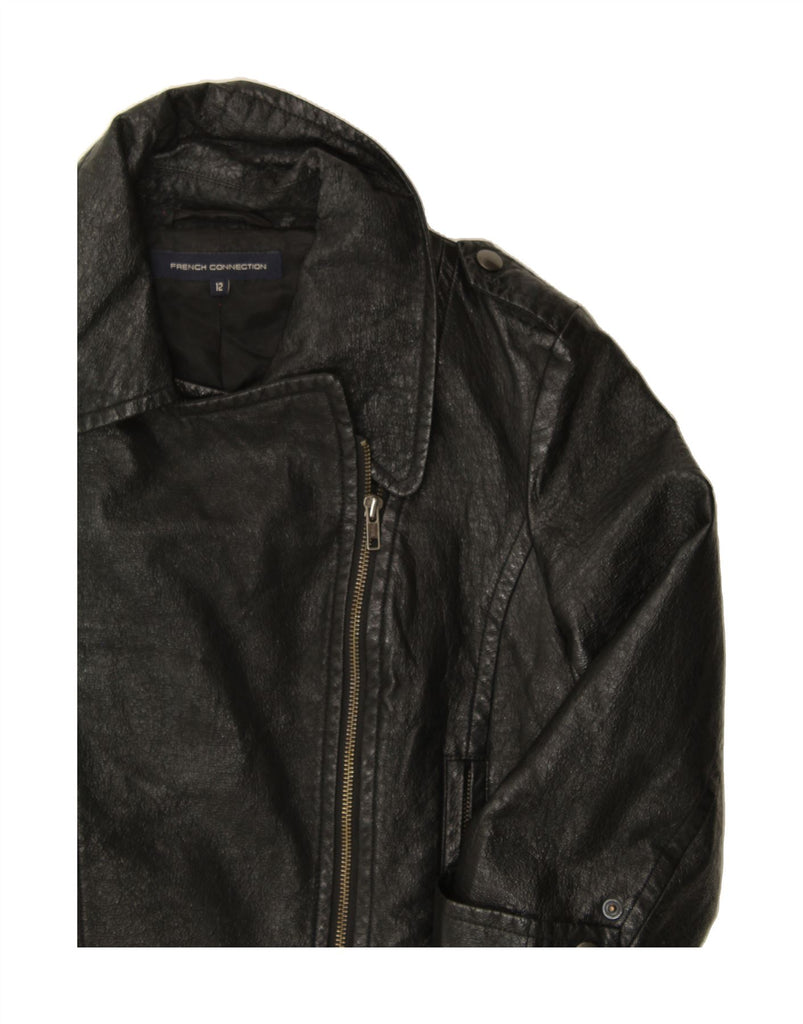 FRENCH CONNECTION Womens Crop Biker Jacket UK 12 Medium  Black Biker Vintage French Connection and Second-Hand French Connection from Messina Hembry 
