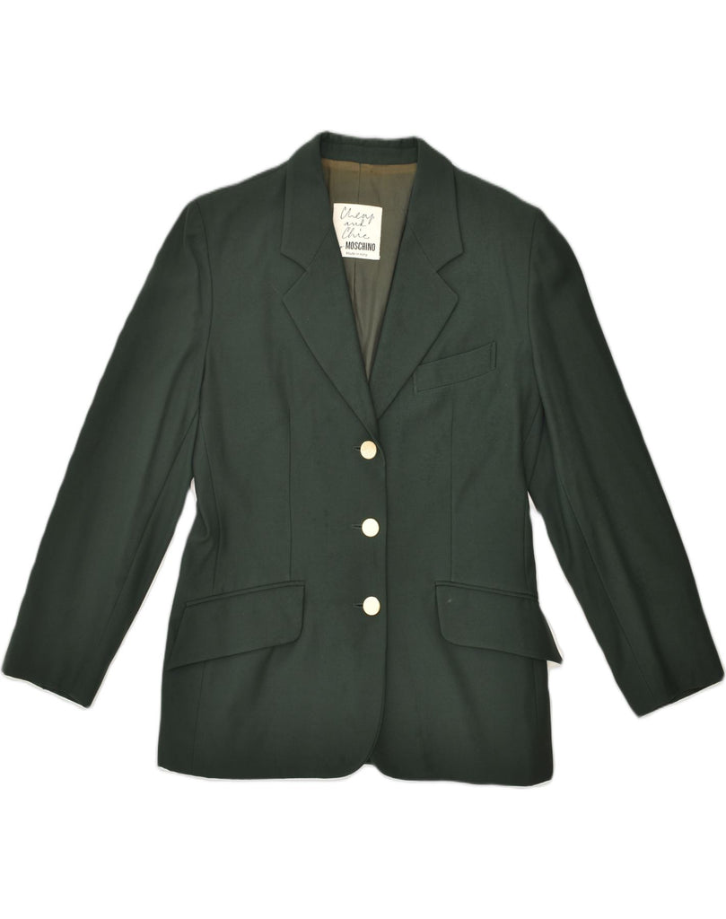 MOSCHINO Womens 3 Button Blazer Jacket UK 14 Large Green | Vintage Moschino | Thrift | Second-Hand Moschino | Used Clothing | Messina Hembry 