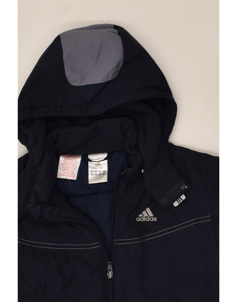 ADIDAS Girls Hooded Windbreaker Jacket 9-10 Years Medium Navy Blue | Vintage Adidas | Thrift | Second-Hand Adidas | Used Clothing | Messina Hembry 