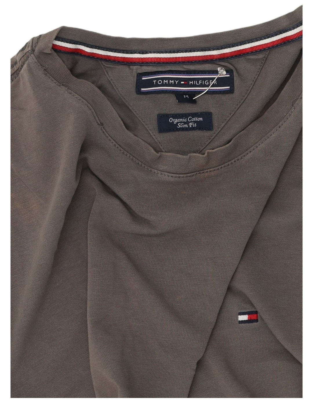 Tommy Hilfiger Mens Slim Fit T-Shirt Top Medium Grey Cotton