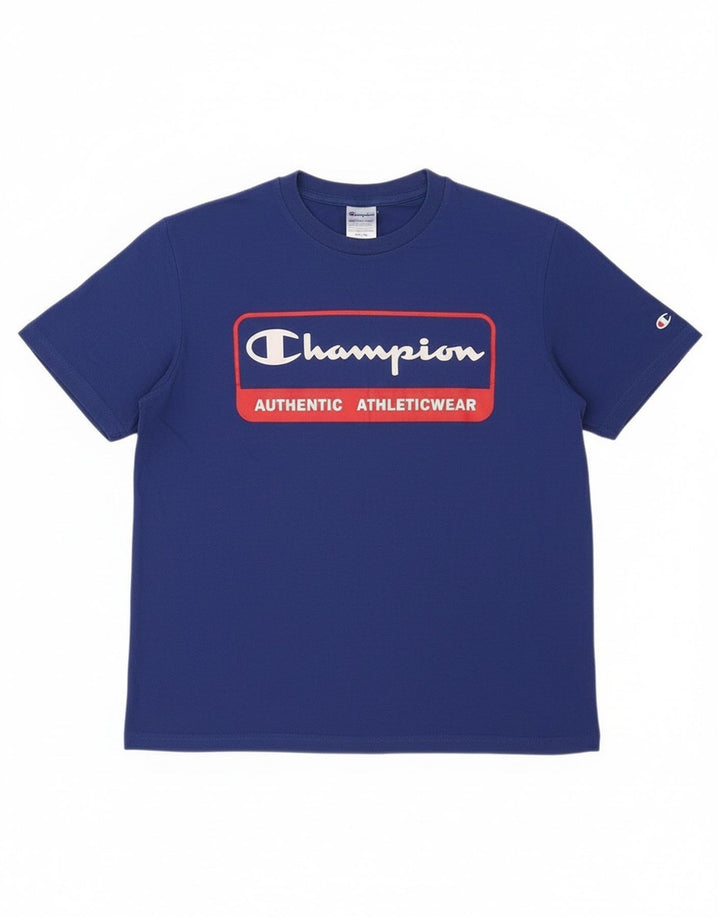 Champion Mens Graphic T-Shirt Top Small Navy Blue