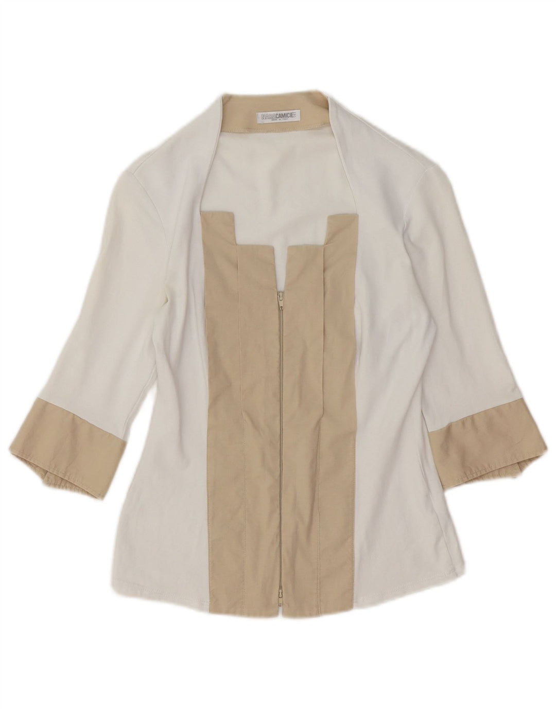 Naracamicie Womens 3/4 Sleeve Shirt Blouse UK 10 Small White Colourblock