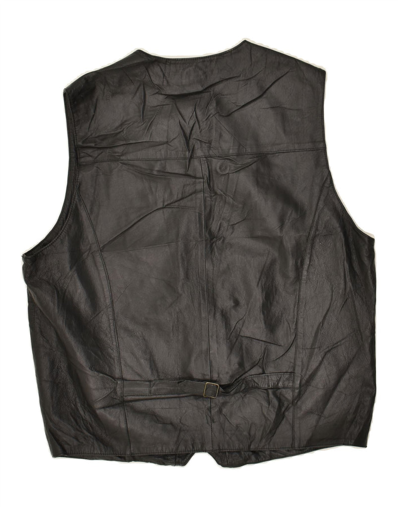 VINTAGE Mens Leather Waistcoat IT 50 Medium Black Leather Vintage Vintage and Second-Hand Vintage from Messina Hembry 