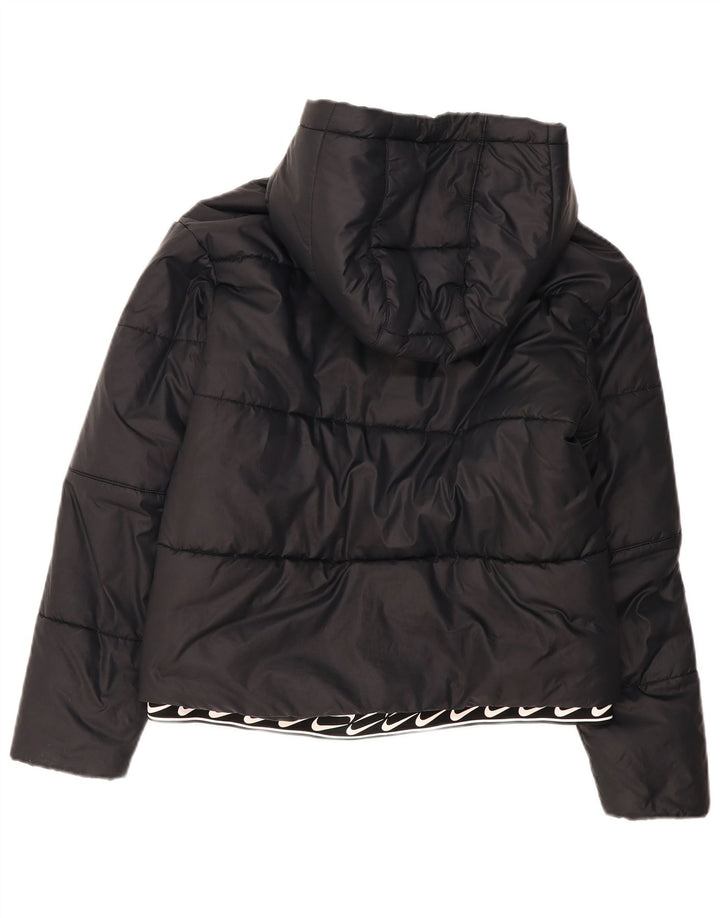 Nike Womens Hooded Padded Jacket UK 14 Medium Black Polyester