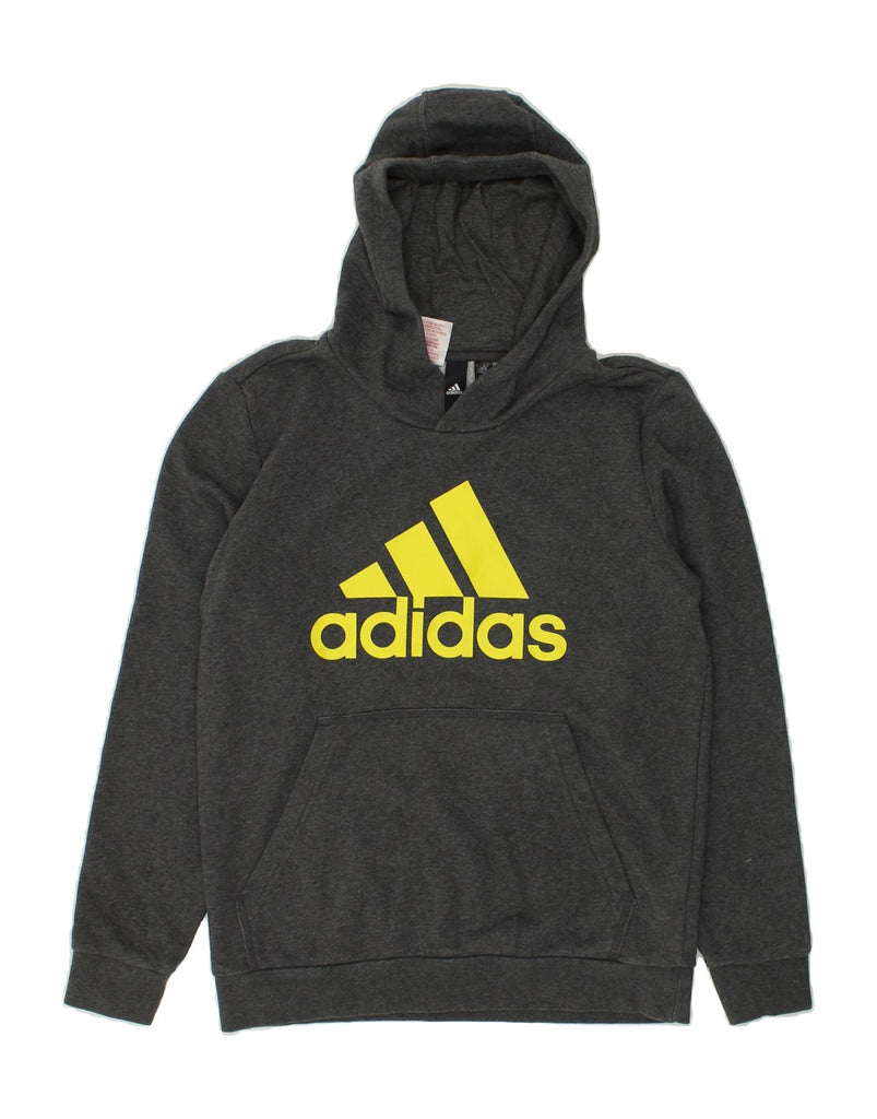 ADIDAS Boys Graphic Hoodie Jumper 13-14 Years Grey Cotton | Vintage Adidas | Thrift | Second-Hand Adidas | Used Clothing | Messina Hembry 