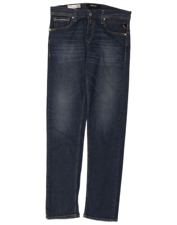 Replay Womens Grover Slim Jeans W30 L32 Navy Blue