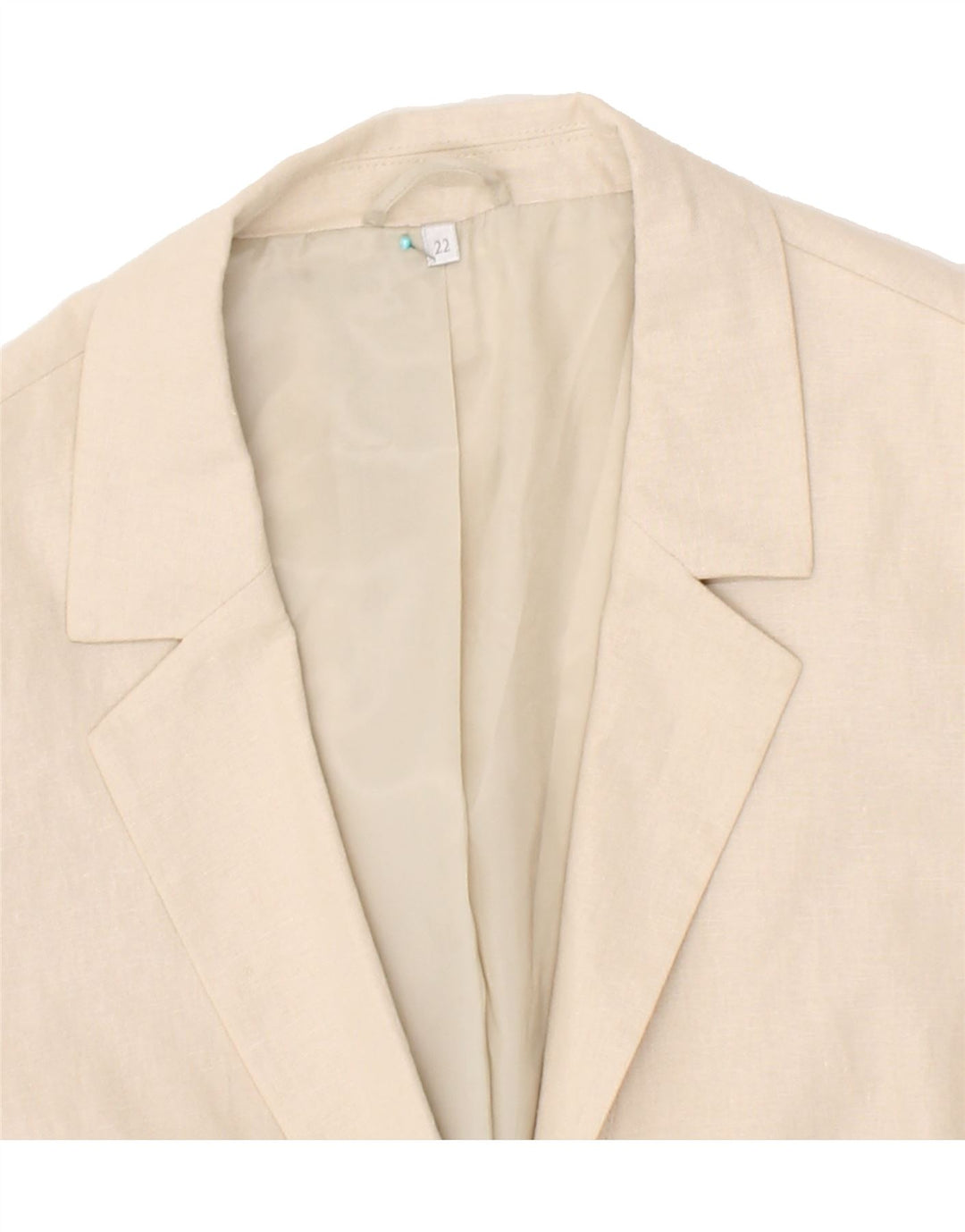 VINTAGE Womens 1 Button Blazer Jacket UK 22 3XL Off White Linen Vintage Vintage and Second-Hand Vintage from Messina Hembry 