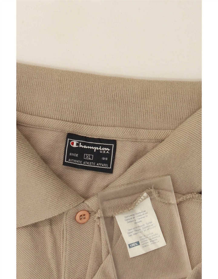 Champion Mens Polo Shirt XL Beige Cotton