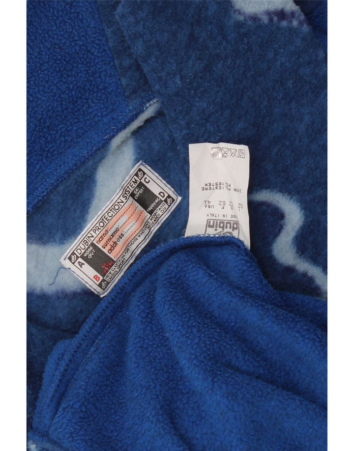 Dubin Mens Zip Neck Fleece Jumper IT 52 Large Blue Geometric Polyester