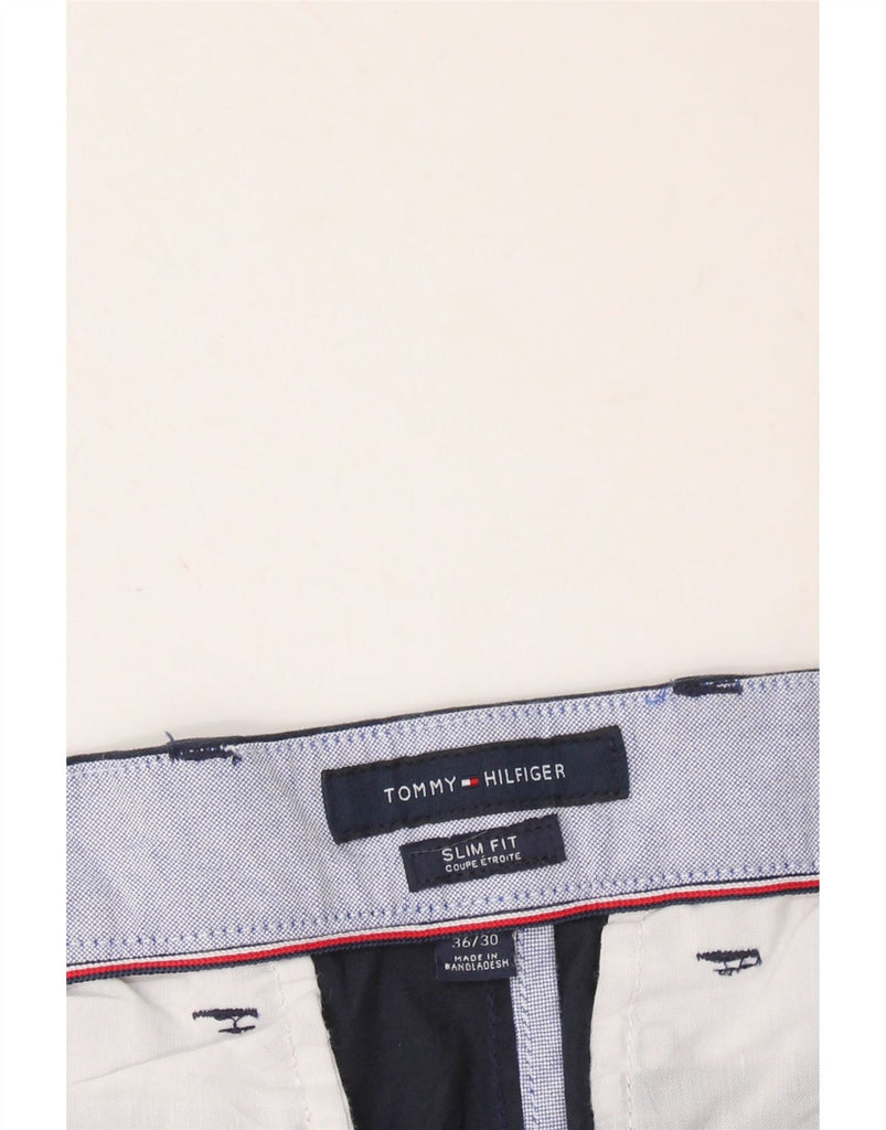 TOMMY HILFIGER Mens Slim Fit Chino Trousers W36 L30 Navy Blue Colourblock Vintage Tommy Hilfiger and Second-Hand Tommy Hilfiger from Messina Hembry 