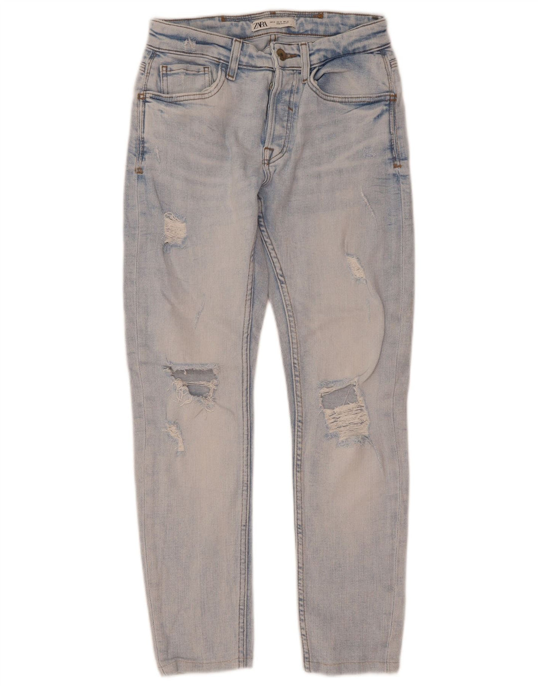 Zara Mens Distressed Slim Jeans EU 38 Small W30 L28 Blue